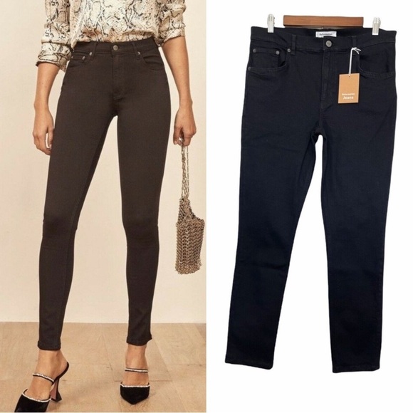 Reformation Harper Skinny Jeans Size 31 Mid Rise Black Stretch NWT - Picture 1 of 8